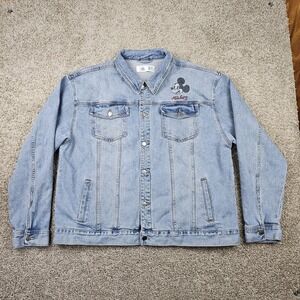 Disney Mickey Mouse Mens XXL Denim Jean Trucker Blue Jacket The One & Only